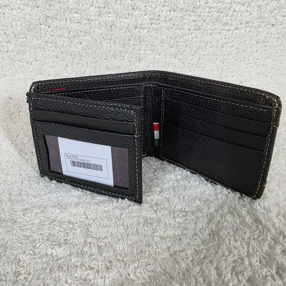 Men's Genuine Leather Bi-Fold Wallet Brown & Black Design Made in Mexico